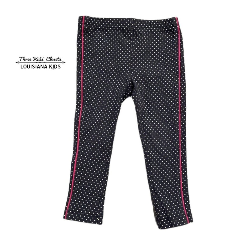 Tea Collection 2T Navy Polkadot Leggings With Pink Stripe